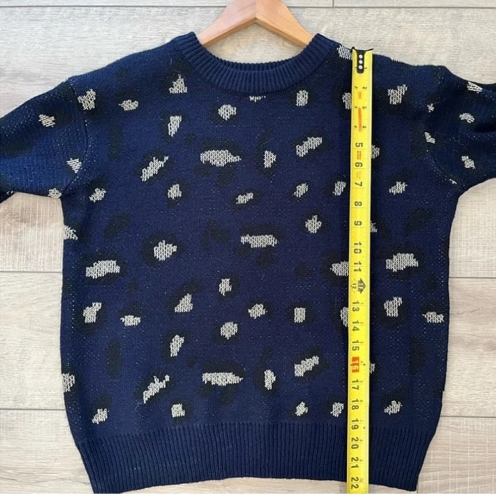 Kendall + Kylie Navy Blue Leopard Print Sweater - Picture 5 of 7